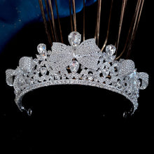 Cargar imagen en el visor de la galería, Luxury Silver Color Crystal Bridal Tiaras Crown Rhinestone Pageant Diadema Collares Headpieces Wedding Hair Accessories