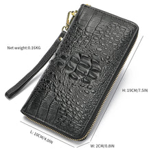 Charger l&#39;image dans la galerie, Genuine Leather Wallet for Women Croco Pattern Cluthes Wallet with Coin Pocket Zipper Long Women Wallets for Phone