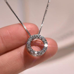 Fashion Cubic Zirconia Circle Chain Necklace for Women Wedding Jewelry hn20 - www.eufashionbags.com