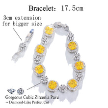 Carica l&#39;immagine nel visualizzatore di Gallery, Silver Plated Square Charm Bracelets for Women Cubic Zirconia Engagement Party Jewelry b86
