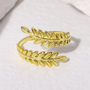 Fancy Leafs Design Opening Rings Silver Color/Gold Color Statement Women Accessories
