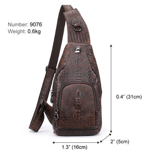 Genuine Leather Sling Bag Anti-Thief Crossbody Personal Pocket Bag Chest Shoulder Bag