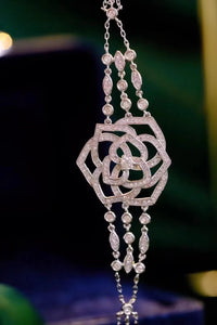 Luxury Hollow Camellia Flowers Bracelets for Women Silver Color Full Cubic Zirconia Chain Bracelet x55
