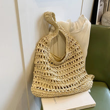 画像をギャラリービューアに読み込む, New Summer Straw Bag for Women Straw Shoulder Bags Rattan Woven Hollow Beach Bag a188
