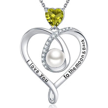 Carica l&#39;immagine nel visualizzatore di Gallery, Heart Pendant Necklace with Olive Love CZ Temperament Imitation Pearl Necklace for Women Luxury Wedding Jewelry