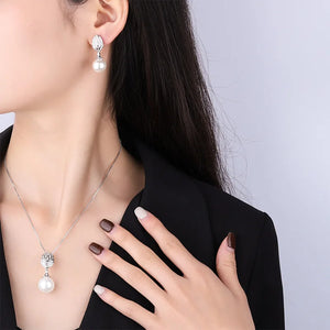 White Pearl Pendant Necklace for Women Tassel Jewelry Earrings 2024 Dress Accessories Wedding Gift