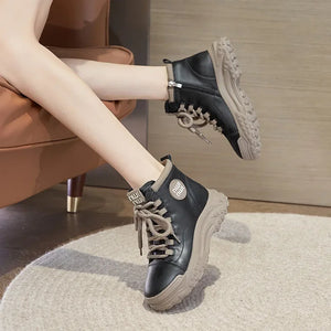 Autumn Winter Shoes Genuine Leather Sneakers Fashion Boots for Women q158