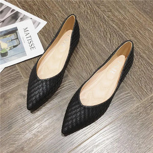 Black Pointed Shoes for Women Flats Comfortable Slip on Casual Shoes Size 45 46 q3