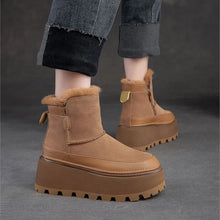 Cargar imagen en el visor de la galería, Fashion Women Genuine Leather Ankle Boots Thick Plush Warm Snow Boots q135