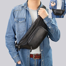 画像をギャラリービューアに読み込む, Black Men&#39;s Sling Bags Leather Crossbody Side Bag for Men Designer Travel Chest Bags Unisex Outdoor Sport Chest Packs 923
