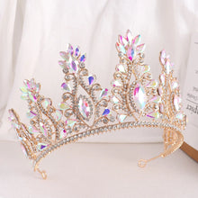 Load image into Gallery viewer, AB Color Rhinestone Wedding Crown Crystal Bridal Hair Accessories
