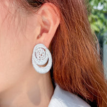 Load image into Gallery viewer, Druzy CZ Pave Geometric Endless Round Earrings for Women b163