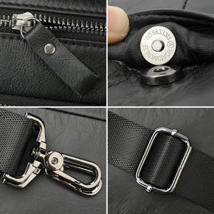 Men's Leather Handbags Mid Shoulder Bag Husband Gift Men's Bags Genuine Leather Black Designer Crossbody Bags Christmas