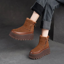 画像をギャラリービューアに読み込む, Fashion Women Genuine Leather Ankle Boots Thick Plush Warm Snow Boots q135