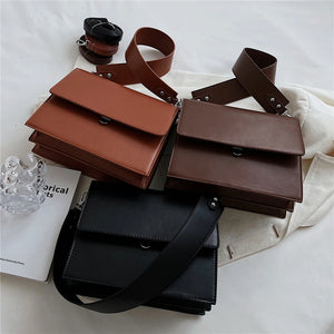 Flap Double Layers Shoulder Bags Women Square Crossbody Bag PU Leather Handbags s22