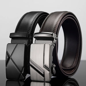 Men Leather Belt Metal Automatic Buckle Brand High Quality Luxury Belts for Men