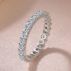 925 Sterling Silver Stackable Finger Ring for Women 3mm Sparkling Clear Cubic Zirconia Ring x53