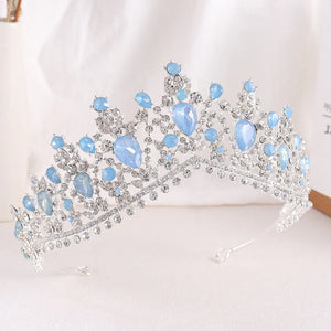 Luxury Opal Crystal Bridal Tiaras Crown Baroque Jelly Rhinestone Pageant Diadem Headbands