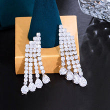 Load image into Gallery viewer, Long Water Tassel Cubic Zirconia Bling Wedding Earrings for Women cw32 - www.eufashionbags.com
