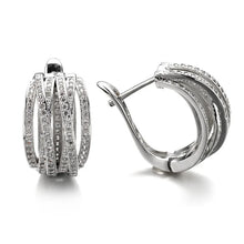 Charger l&#39;image dans la galerie, Fashion Silver Color Cross Hoop Earrings for Women Full Crystal Cubic Zirconia Statement Female Earrings Trends Jewelry