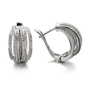 Fashion Silver Color Cross Hoop Earrings for Women Full Crystal Cubic Zirconia Statement Female Earrings Trends Jewelry