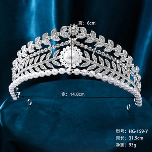 Luxury Princess Tiaras Women Silver Color White Crystal Bridal Wedding Crown Headbands Hair Accessories