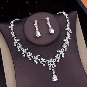 Luxury Princess Purple Crown With Necklace Earrings Sets Women Bridal Jewelry Set Wedding Accessories