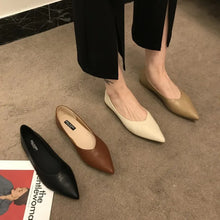 Laden Sie das Bild in den Galerie-Viewer, Women Leather Flat Shoes Heel Shallow Soft Sole Work Pointed Toe Shoes q11