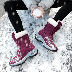 Winter Women Boots Keep Warm Mid-Calf Snow Boots Lace-up Shoes