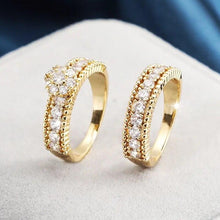 Load image into Gallery viewer, Gold Color 2Pcs/Set Zirconia Rings for Women Graceful Accessories hr33 - www.eufashionbags.com