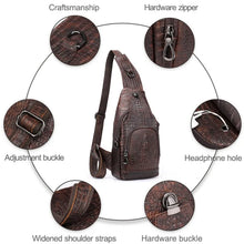 Charger l&#39;image dans la galerie, Genuine Leather Sling Bag Anti-Thief Crossbody Personal Pocket Bag Chest Shoulder Bag