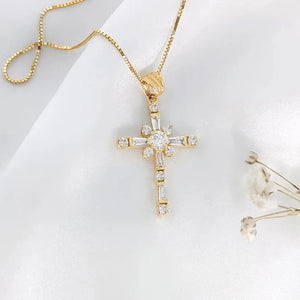 Cross Pendant Necklace for Women Brilliant Cubic Zirconia Luxury Wedding Accessories Exquisite Girls Jewelry