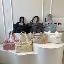 Laden Sie das Bild in den Galerie-Viewer, Bow Design Y2K Solid Color Soft Cloth Design Shoulder Bags for Women 2024 Fashion Shopping Handbags