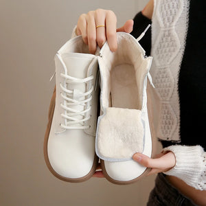 Women Casual Shoes Warm Short Plush Ankle Boots Lace Up Platform Shoes k03
