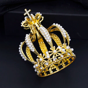 Baroque Royal Queen King Cross Tiaras and Crowns for Bridal Wedding Crown Headdress
