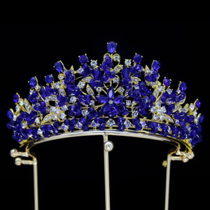 Purple Crystal Beads Tiaras Royal Queen Bridal Crowns Rhinestone Wedding Hair Accessories bc93 - www.eufashionbags.com