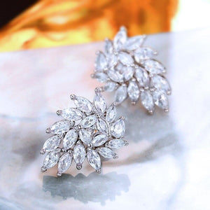 Silver Color Zirconia Stud Earrings Fashion Women Jewelry Fashion he16 - www.eufashionbags.com