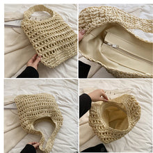 Charger l&#39;image dans la galerie, New Summer Straw Bag for Women Straw Shoulder Bags Rattan Woven Hollow Beach Bag a188
