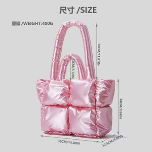 Large Winter Tote Padded Handbags Luxury Women Shoulder Bags Down Cotton Purse z51