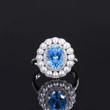 Cargar imagen en el visor de la galería, 925 Sterling Silver Sea Blue Sapphire Pearl Rings Trend for Women Jewelry x11