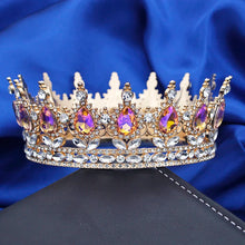 Cargar imagen en el visor de la galería, Rainbow AB Color Round Diadem Royal Queen King Tiaras and Crowns Bridal Wedding Dress Crown Jewelry Prom Accessories