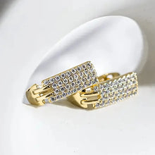 Charger l&#39;image dans la galerie, Modern Fashion Women&#39;s Earrings Gold Color U Shaped Hoop Earrings Full Cubic Zirconia Sparkling Earrings Jewelry