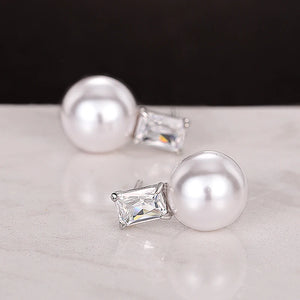 Temperament Imitation Pearl Earrings for Women Silver Color Ear Accessories