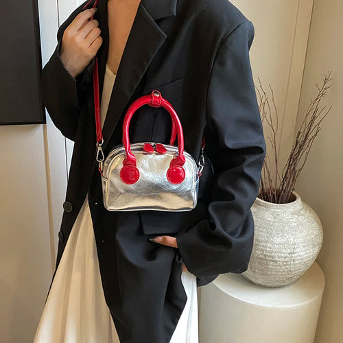 Mini Cute PU Leather Shoulder Bag Silver Handbags and Purses Women Fashion Solid Color Crossbody Bag