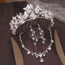Load image into Gallery viewer, Fashion Crystal Pearl Butterfly Bridal Jewelry Sets Crown Earrings Necklaces Set bc35 - www.eufashionbags.com