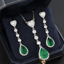 画像をギャラリービューアに読み込む, Tassel Heart Shaped Water Droplets High Carbon Diamond Pendant Necklace Parabai Hoop Earrings x10