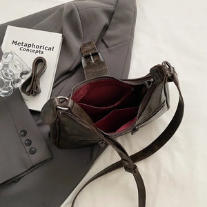 Retro Belt Design PU Leather Shoulder Bags for Women Vintage Crossbody Bag z63