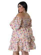 Laden Sie das Bild in den Galerie-Viewer, Plus Size Elegant Floral Print Women Dress Spring Summer Casual Short Sleeve Chiffon A Line  Dress Party Vestidos Beach Dresses