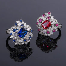 画像をギャラリービューアに読み込む, 925 Sterling Silver Adjustable Ring for Women Full Cubic Zirconia Party Accessories High quality Jewelry