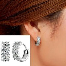 Laden Sie das Bild in den Galerie-Viewer, Silver Color Cubic Zirconia Hoop Earrings for Women Luxury Trendy Ear Circle Earrings Jewelry